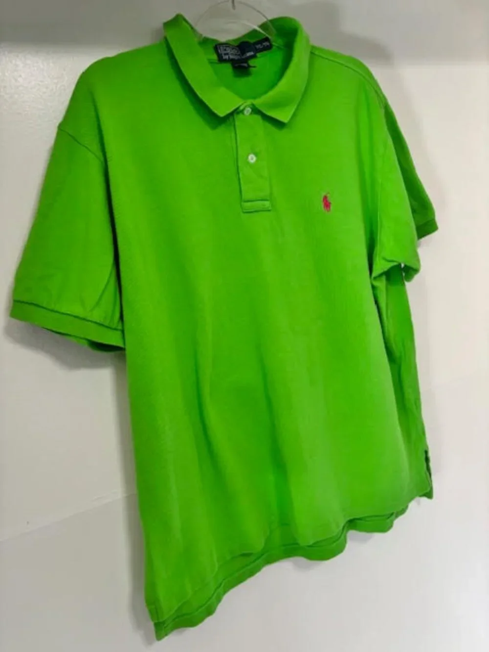 Polo Ralph Lauren Men’s XL Green Pique Polo Shirt Pink Pony Logo Short Sleeve